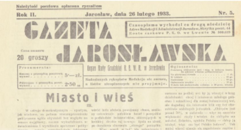 O wyborach w okresie międzywojennym XX w. Miasto i wieś (III.). Artykuł z Gazety Jarosławskiej 1933 roku