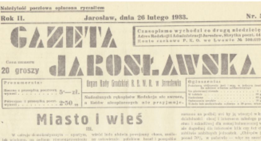O wyborach w okresie międzywojennym XX w.  Miasto i wieś (III.) Artykuł z Gazety Jarosławskiej z 1933 roku 