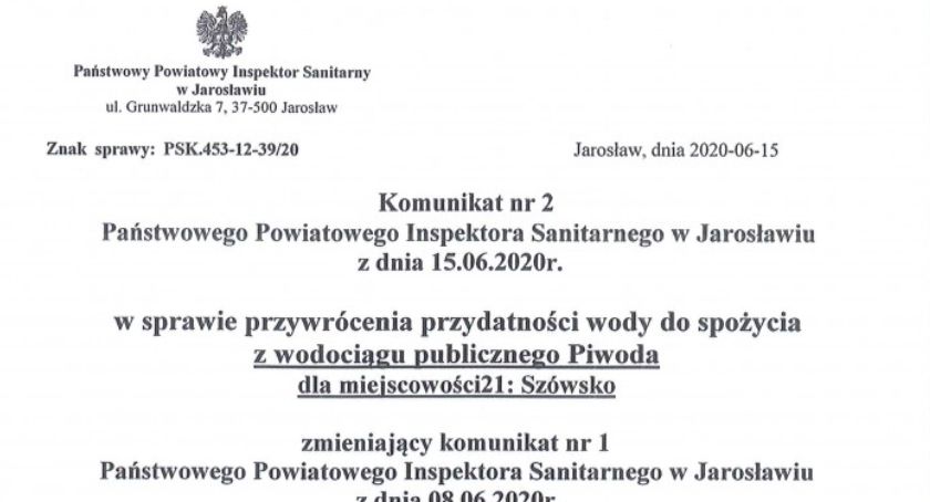 Woda z wodociągu Piwoda już przydatna do spożycia 