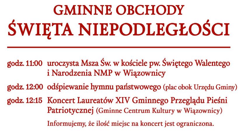 Gminne Obchody Święta Odzyskania Niepodległości w Wiązownicy