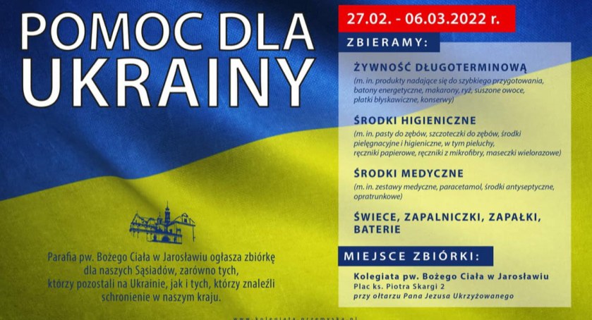 Kolegiata Jarosławska organizuje pomoc dla Ukrainy  