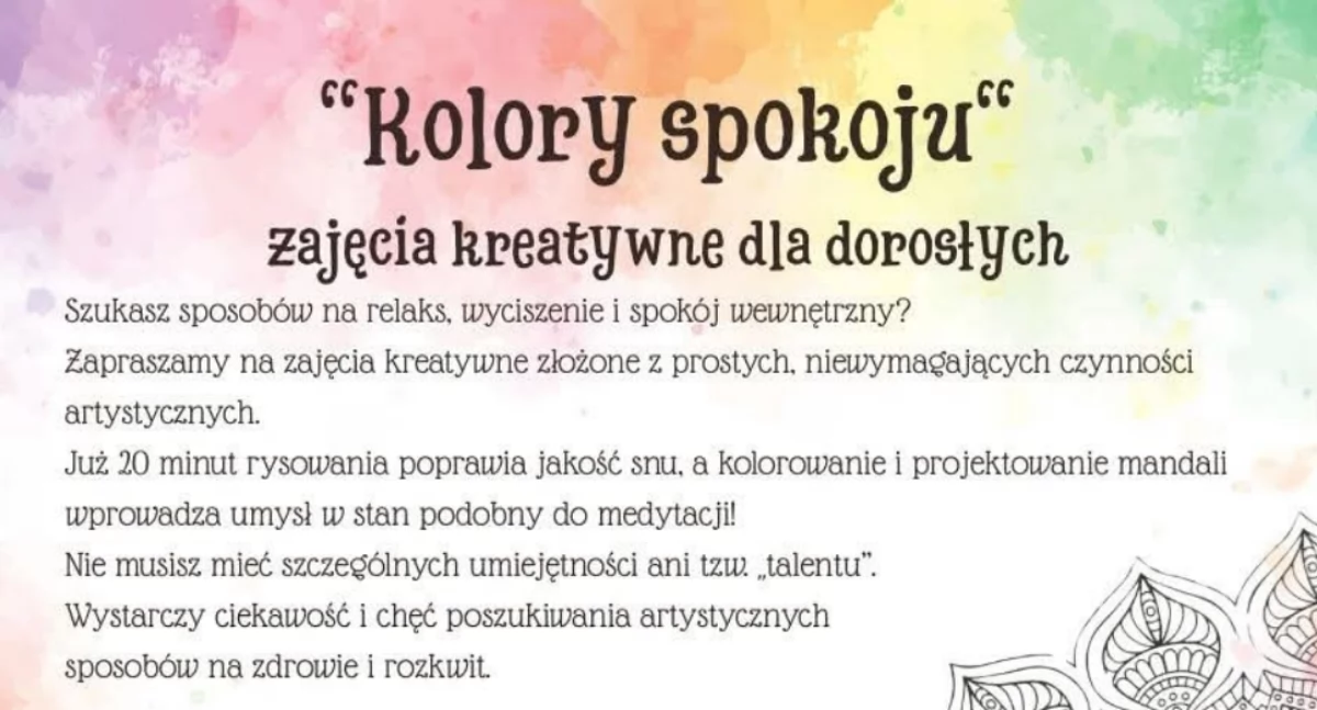 Rozrywka, Kreatywne zajęcia Kolory spokoju Jarosławskim Ośrodku Kultury Sztuki - zdjęcie, fotografia