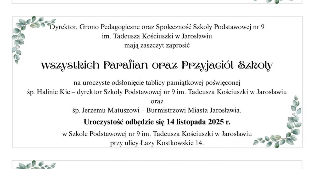 Wydarzenia Jarosław, Przeworsk i okolice, Odsłonięcie tablicy pamięci Halinie Jerzemu Matuszowi Jarosławiu - zdjęcie, fotografia