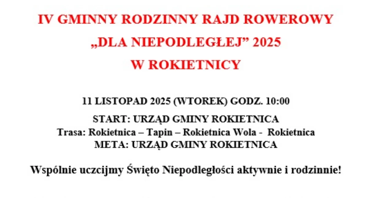 Wydarzenia Jarosław, Przeworsk i okolice, Gminny Rodzinny Rowerowy „Dla Niepodległej” gminie Rokietnica - zdjęcie, fotografia