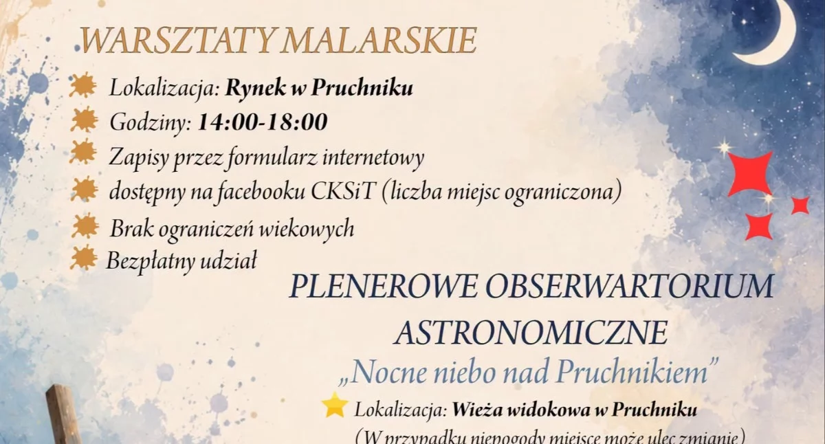 Wydarzenia Jarosław, Przeworsk i okolice, Warsztaty Malarskie Nocne Niebo Pruchniku - zdjęcie, fotografia