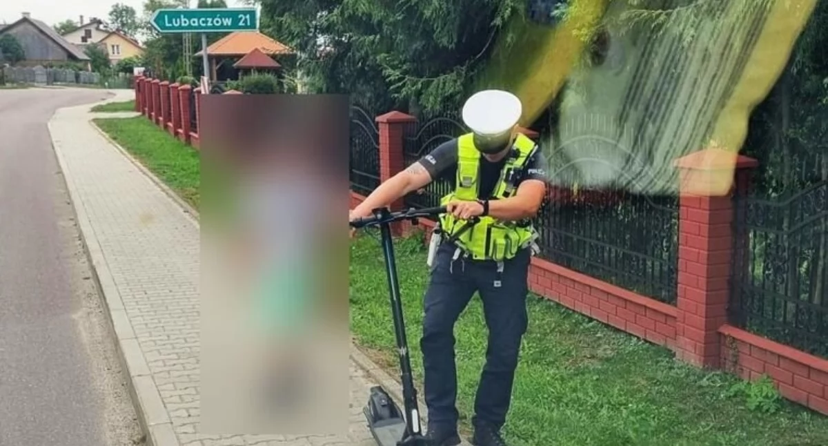 Dziewięciolatek kierował hulajnogą elektryczną w Laszkach. Niebezpieczną jazdę przerwali policjanci