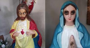 Ktoś przypalił oczy figurek w zabytkowej kapliczce na dawnym cmentarzu w Żuklinie koło Kańczugi
