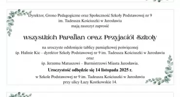 Odsłonięcie tablicy pamięci śp. Halinie Kic i śp. Jerzemu Matuszowi w Jarosławiu 